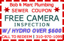 Backed-Up Drain Free Camera for Clogged Drain Mainline Residencial-Stoppage and Stopped Up Drain Sewer-Drain Service El Segundo